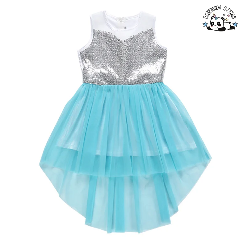LEZONKIDS - Customizable Girls Sleeveless Summer Sequined Tulle Dress for Kids 2-14 Years